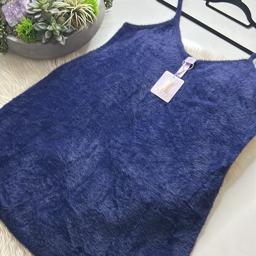 SAVAGE FENTY RIHANNA FUZZY NAVY BLUE micro mini dress plus 3X women’s